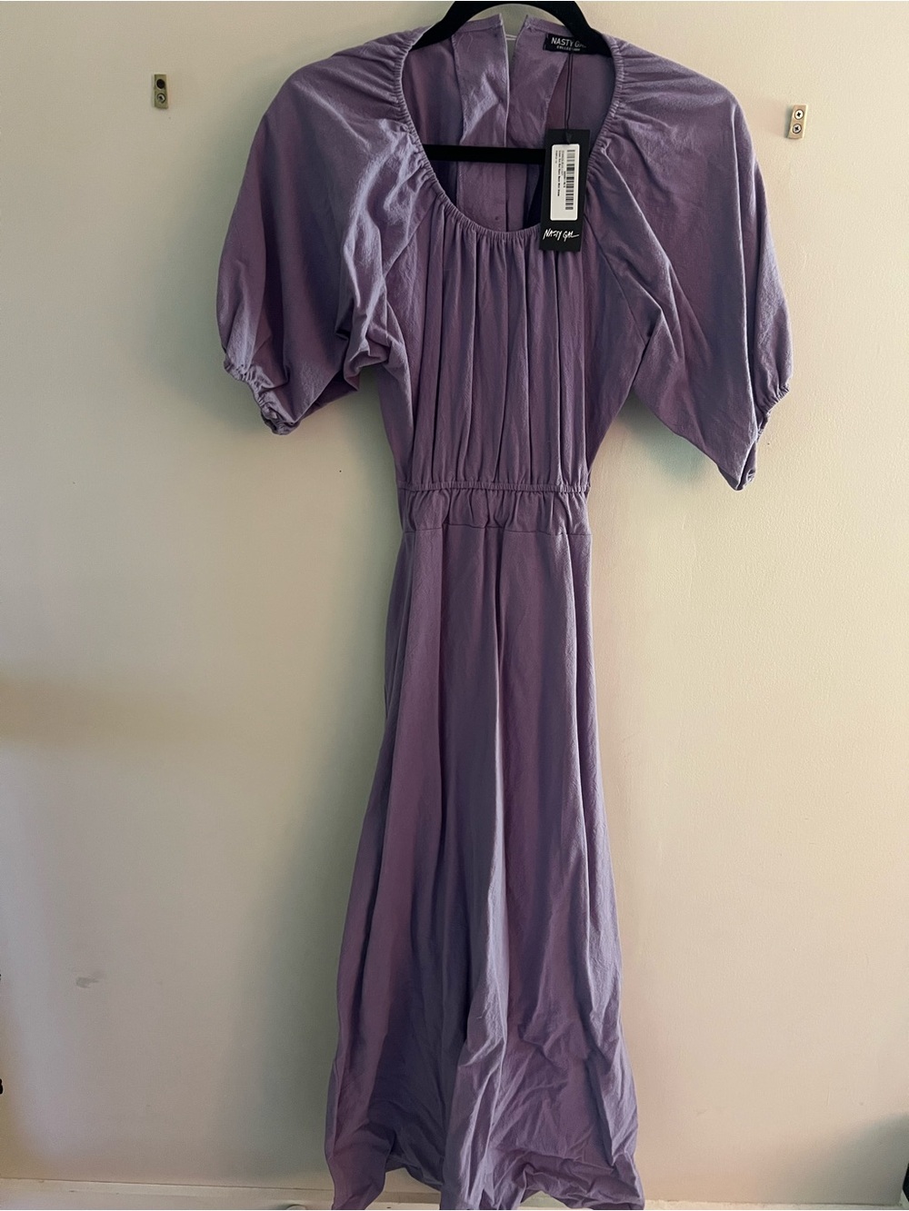 Nasty Gal Lavender Puff Sleeve Midi Dress